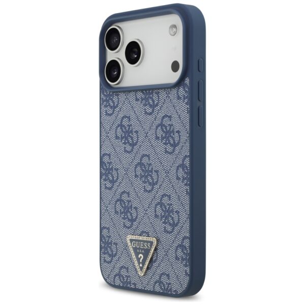 200873_2 Guess Leather 4G Triangle Strass MagSafe Case for iPhone 17 Pro Max - Blueeng