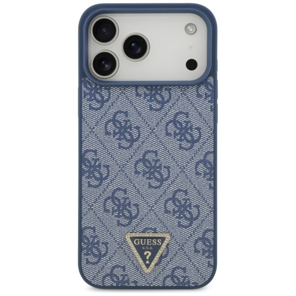200873_3 Guess Leather 4G Triangle Strass MagSafe Case for iPhone 17 Pro Max - Blueeng