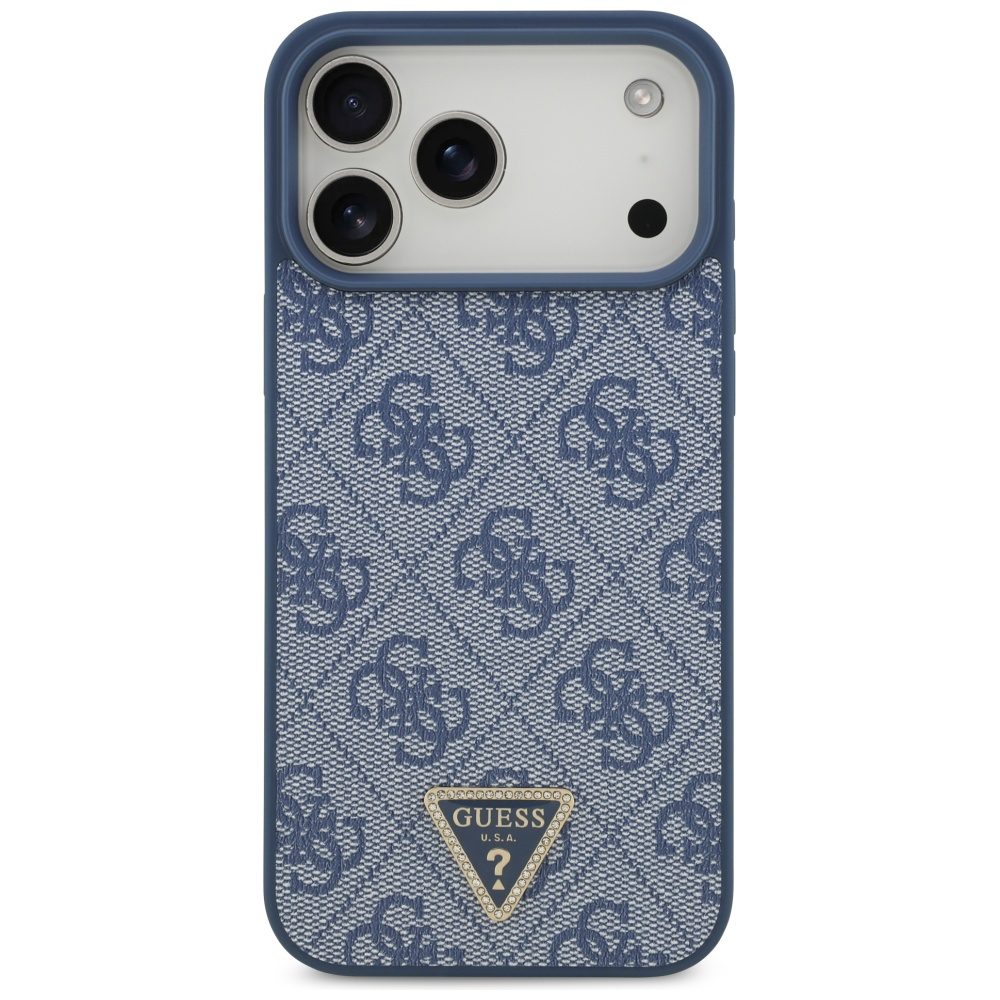 200873_3 Guess Leather 4G Triangle Strass MagSafe Case for iPhone 17 Pro Max - Blueeng