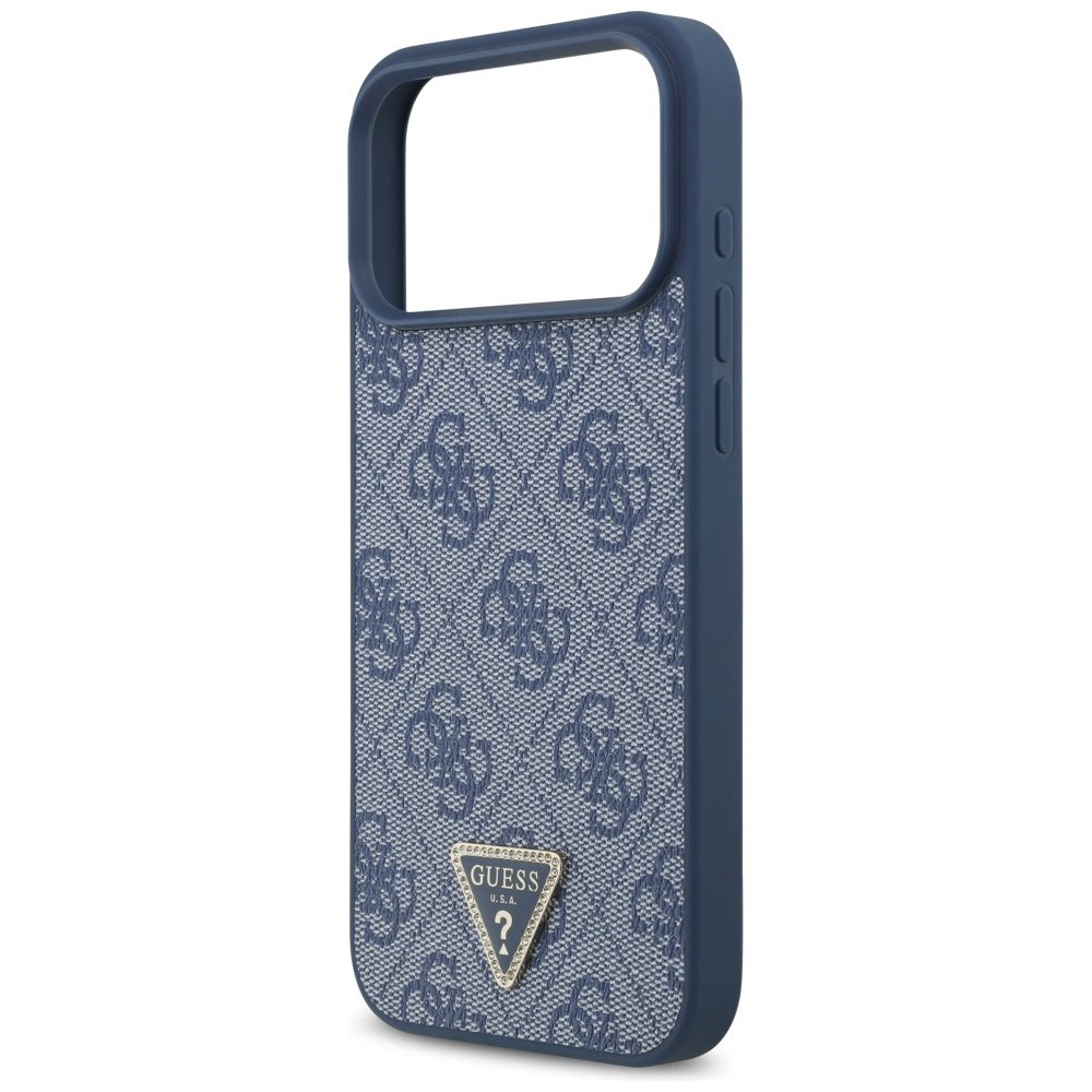 200873_6 Guess Leather 4G Triangle Strass MagSafe Case for iPhone 17 Pro Max - Blueeng