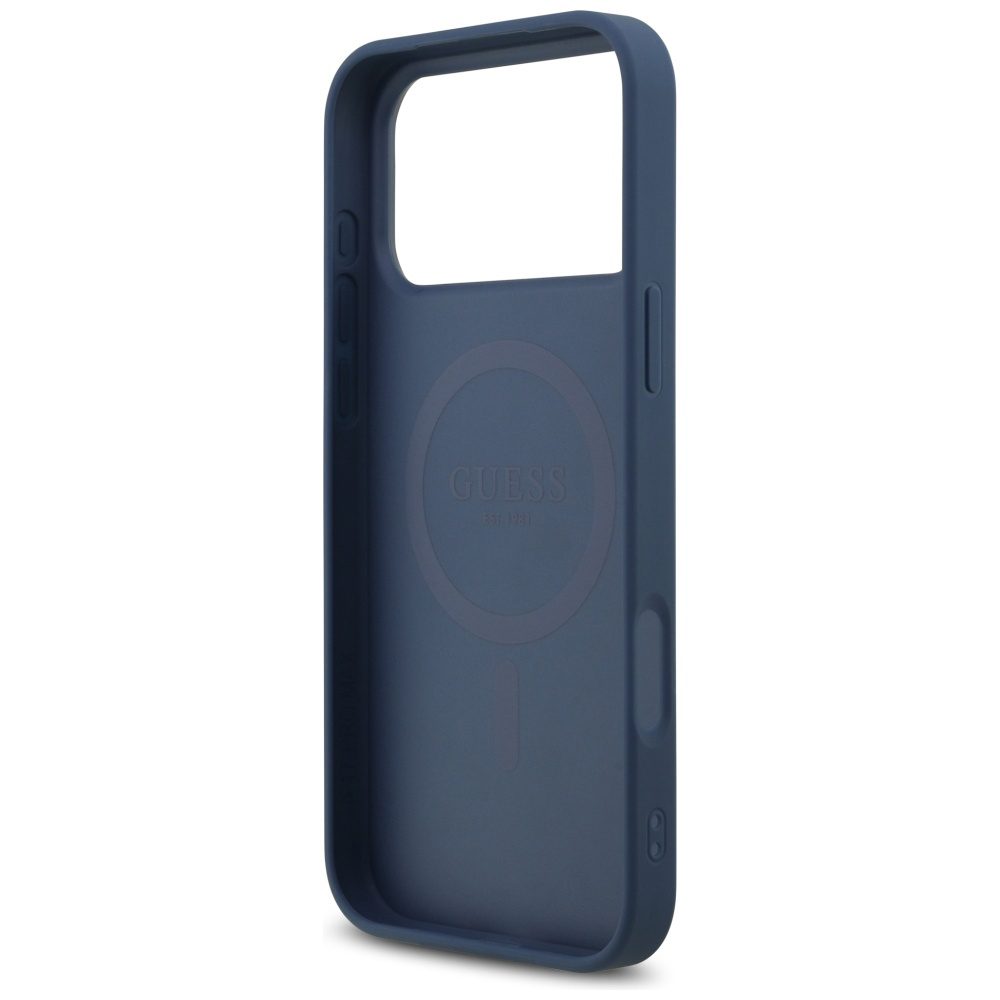 200873_7 Guess Leather 4G Triangle Strass MagSafe Case for iPhone 17 Pro Max - Blueeng