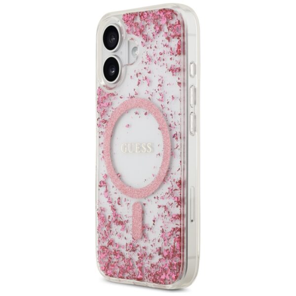 Guess Resin Bottom Glitter MagSafe Case for iPhone 17 - Pinkeng