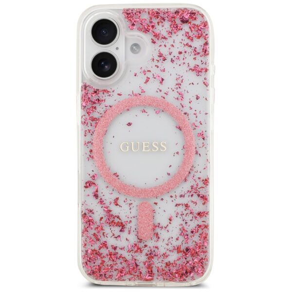 Guess Resin Bottom Glitter MagSafe Case for iPhone 17 - Pinkeng
