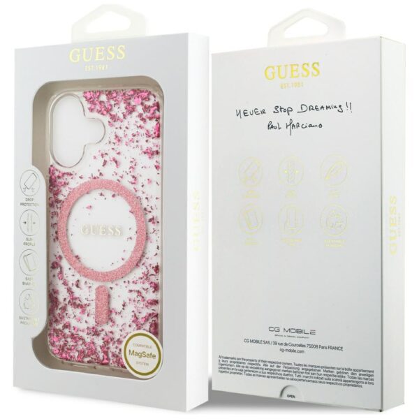 Guess Resin Bottom Glitter MagSafe Case for iPhone 17 - Pinkeng