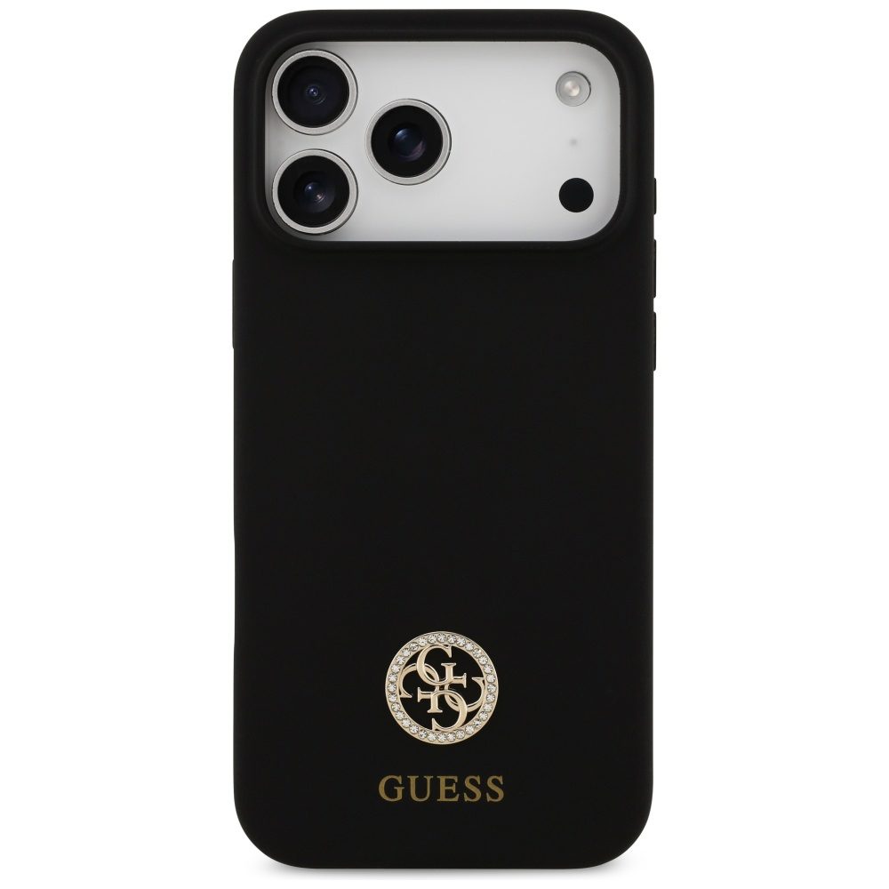 200901_3 Guess Silicone Logo Strass 4G MagSafe Case for iPhone 17 Pro Max - Blackeng