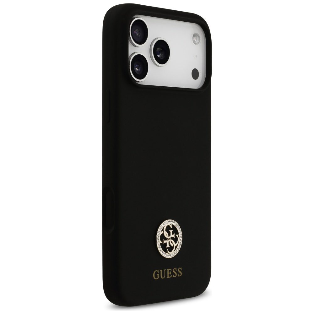 200901_4 Guess Silicone Logo Strass 4G MagSafe Case for iPhone 17 Pro Max - Blackeng