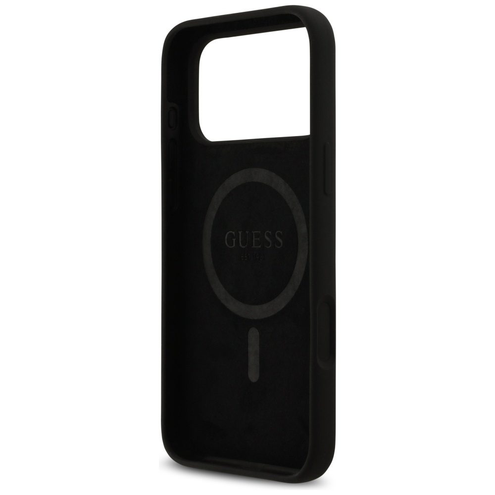 200901_7 Guess Silicone Logo Strass 4G MagSafe Case for iPhone 17 Pro Max - Blackeng