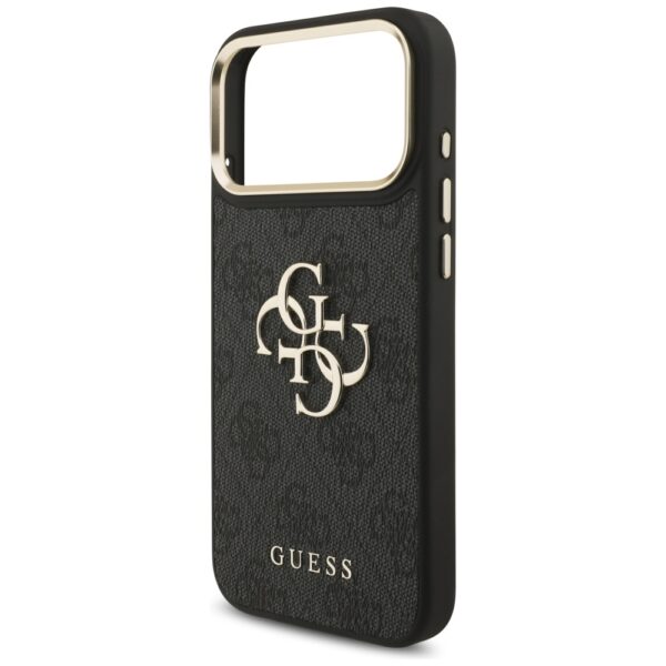 201106_6 Guess 4G Big 4G Classic Logo Big Strap Metal Buttons Case for iPhone 17 Pro Max - Blackeng