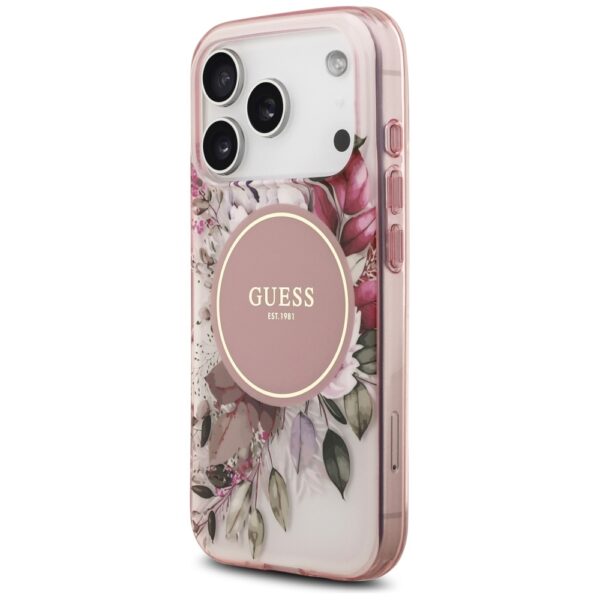 Guess IML Flower & Tonal Circle MagSafe case for iPhone 17 Pro Max - pinkeng