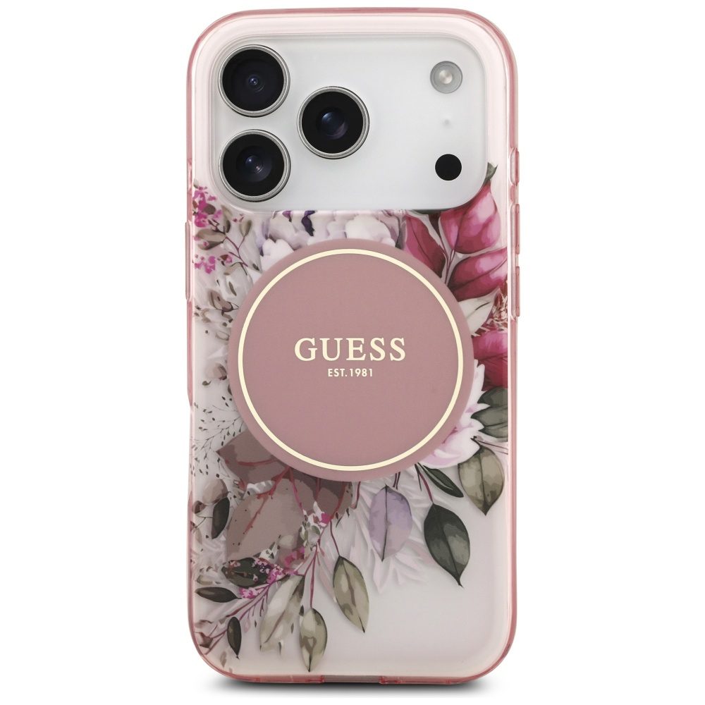 Guess IML Flower & Tonal Circle MagSafe case for iPhone 17 Pro Max - pinkeng