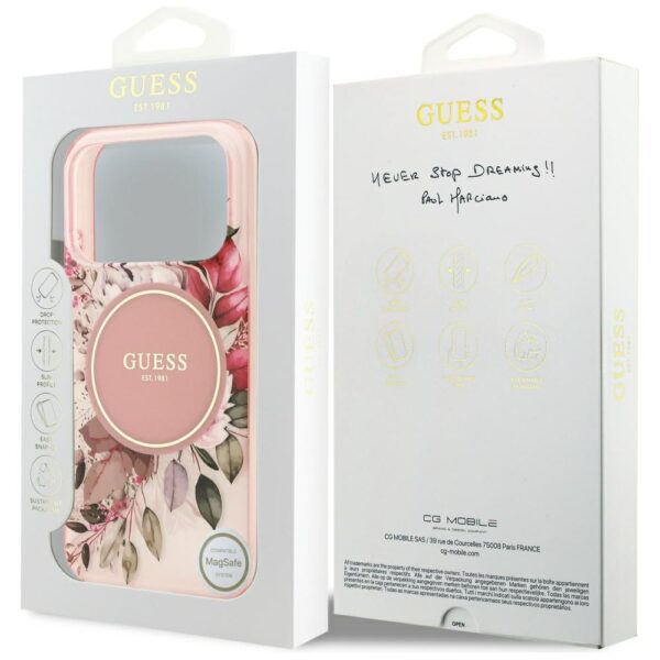 Guess IML Flower & Tonal Circle MagSafe case for iPhone 17 Pro Max - pinkeng