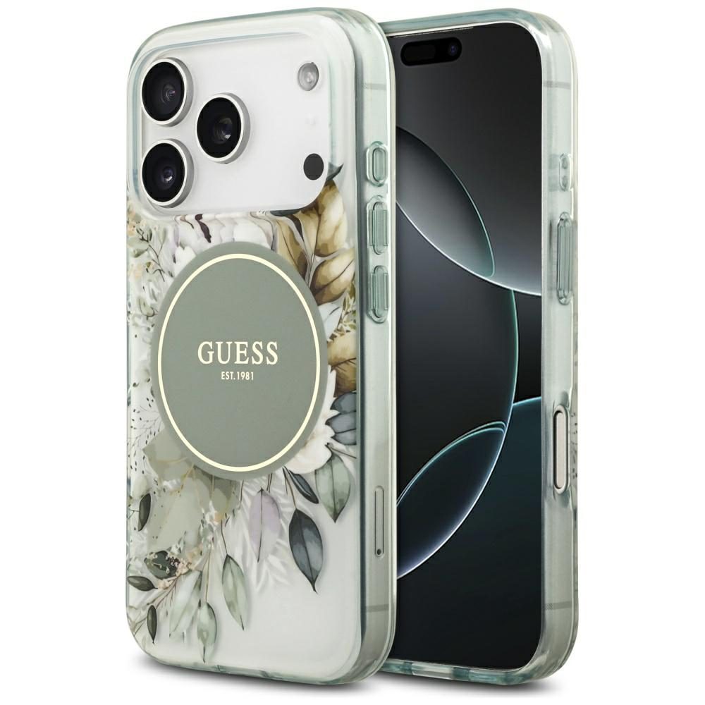Guess IML Flower & Tonal Circle MagSafe case for iPhone 17 Pro Max - greeneng