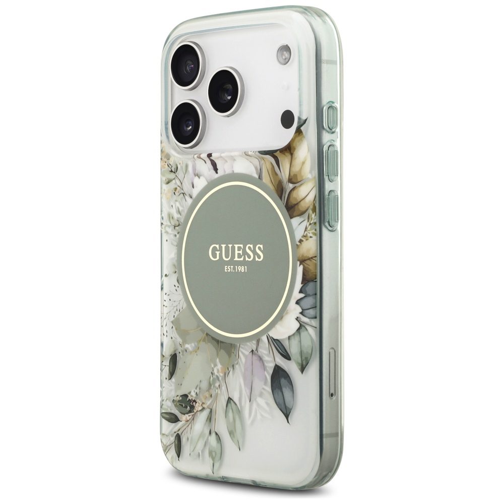 Guess IML Flower & Tonal Circle MagSafe case for iPhone 17 Pro Max - greeneng