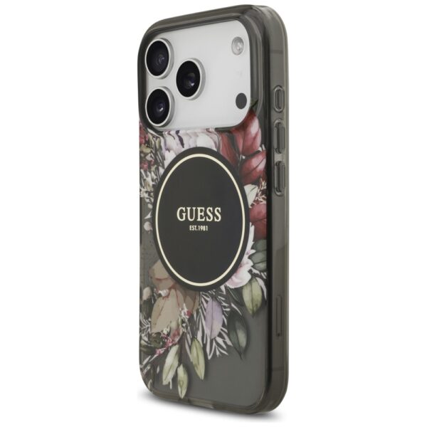 201185_3 Guess IML Flowers Pearl Strap MagSafe case for iPhone 17 Pro - blackeng