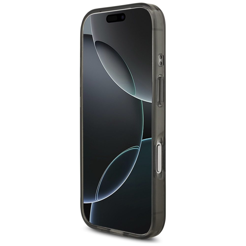 201185_5 Guess IML Flowers Pearl Strap MagSafe case for iPhone 17 Pro - blackeng