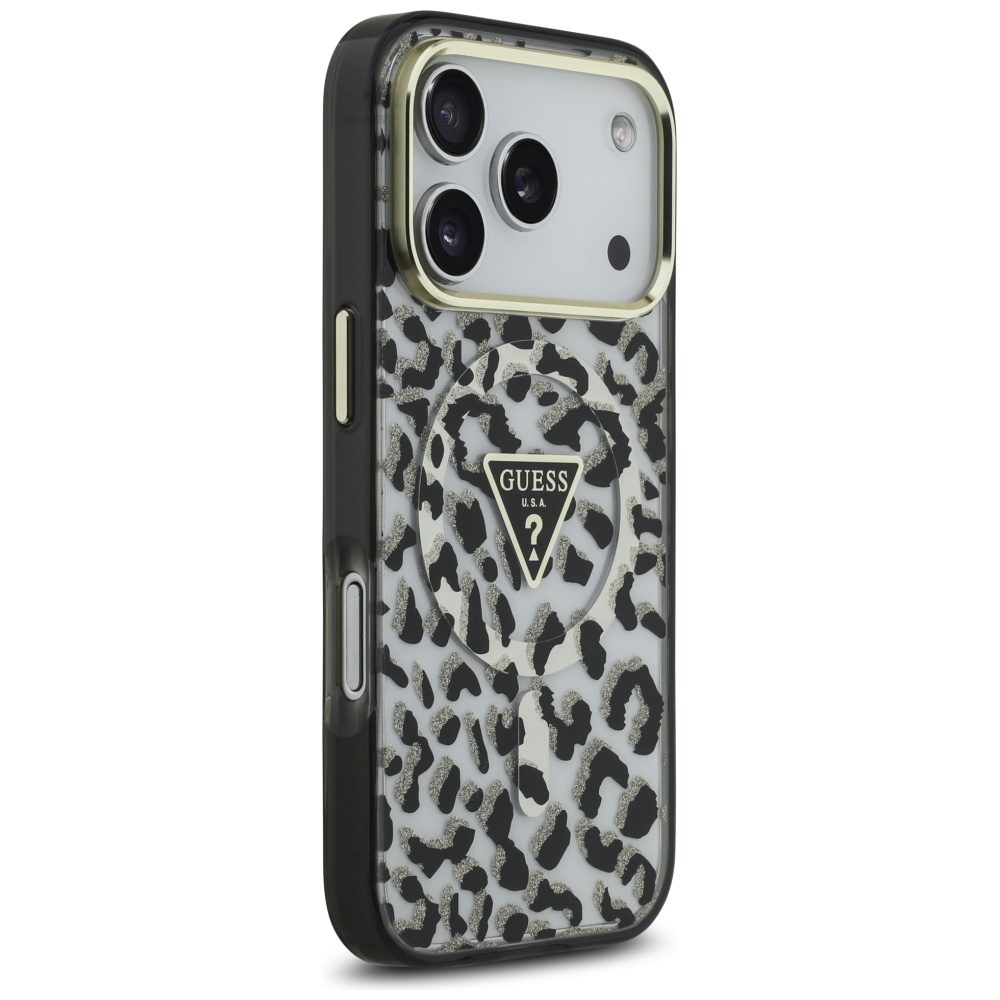 Guess Leopard Glitter MagSafe Case for iPhone 17 Pro Max - Blackeng
