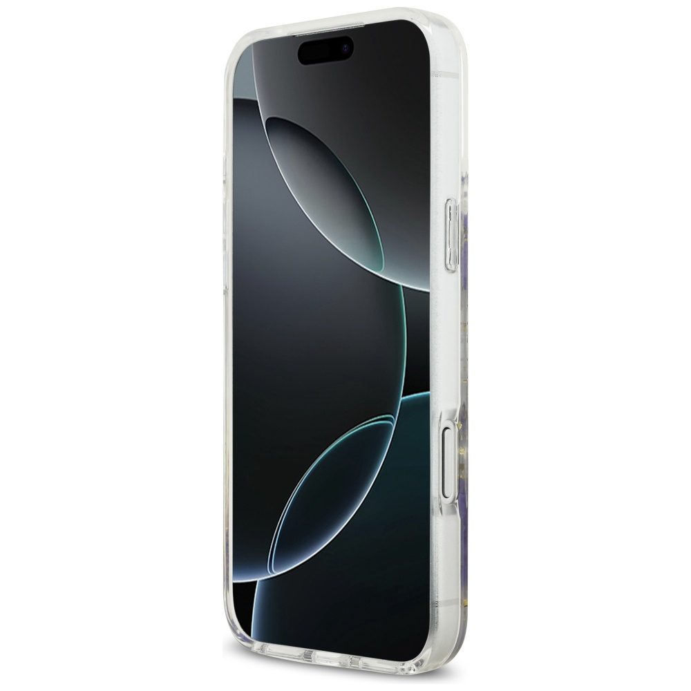 Guess Resin Flowers Glitter MagSafe case for iPhone 17 Pro Max - purpleeng