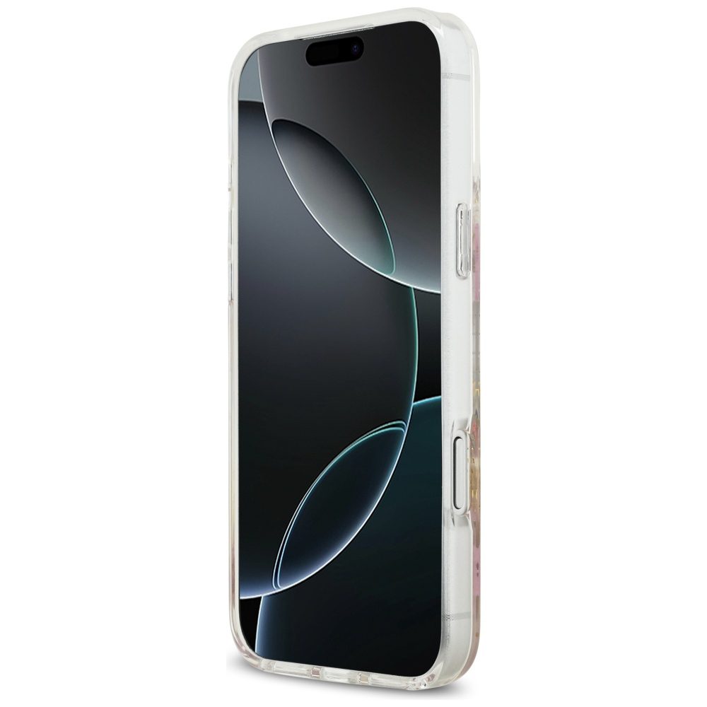 201215_5 Guess Resin Flowers Glitter MagSafe Case for iPhone 17 Pro Max - Pinkeng