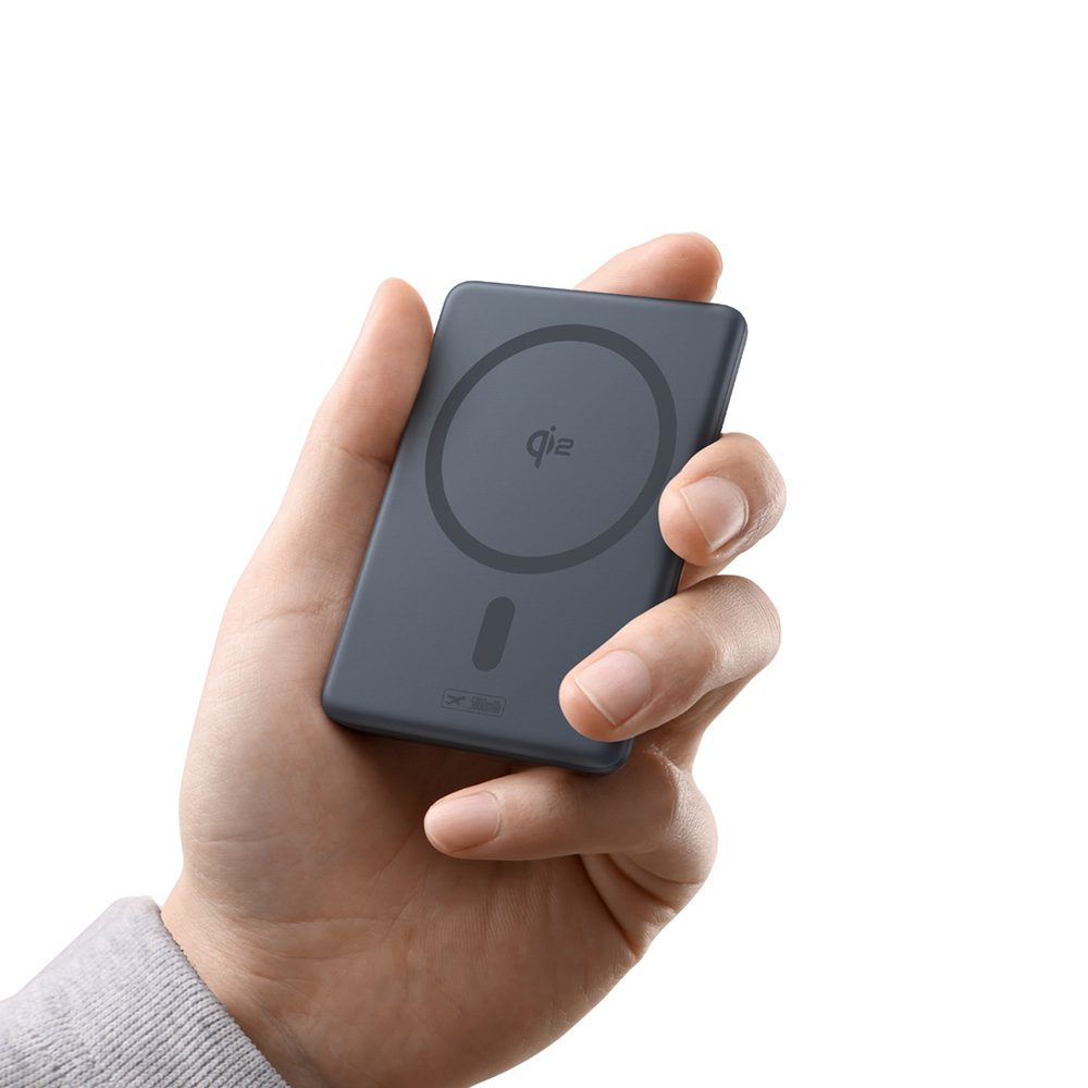 Powerbank Baseus PicoGo AM31 Qi2 5000mAh 20W ultracienki kompatybilny z MagSafe z podstawką z kablem plecionym Baseus Simple USB-C 20cm - szarypol