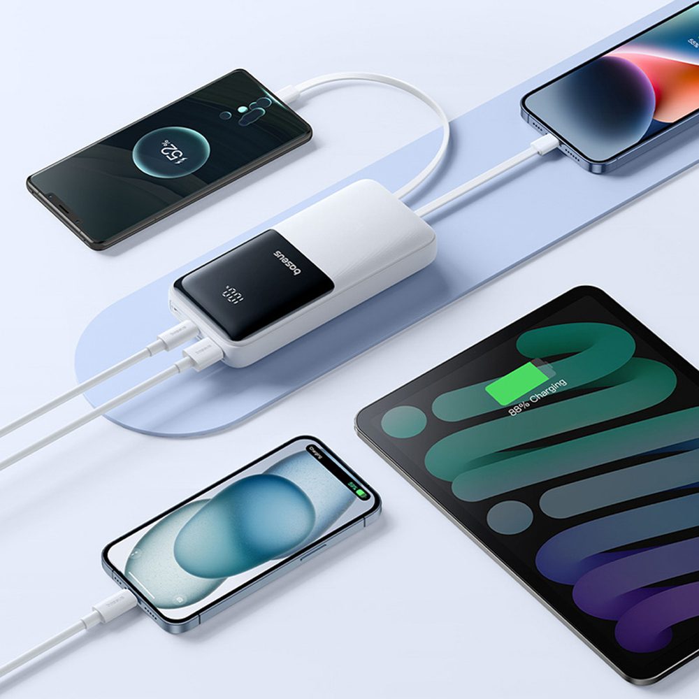 201610_10 Powerbank Baseus Lipow 20000mAh 22,5W z dwoma wbudowanymi kablami z dodatkowym kablem Baseus Simple USB-A - USB-C 3A 20cm - białypol