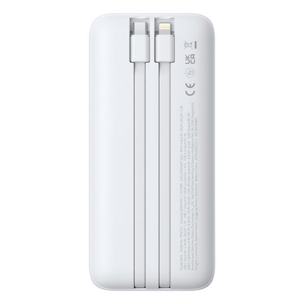201610_2 Powerbank Baseus Lipow 20000mAh 22,5W z dwoma wbudowanymi kablami z dodatkowym kablem Baseus Simple USB-A - USB-C 3A 20cm - białypol