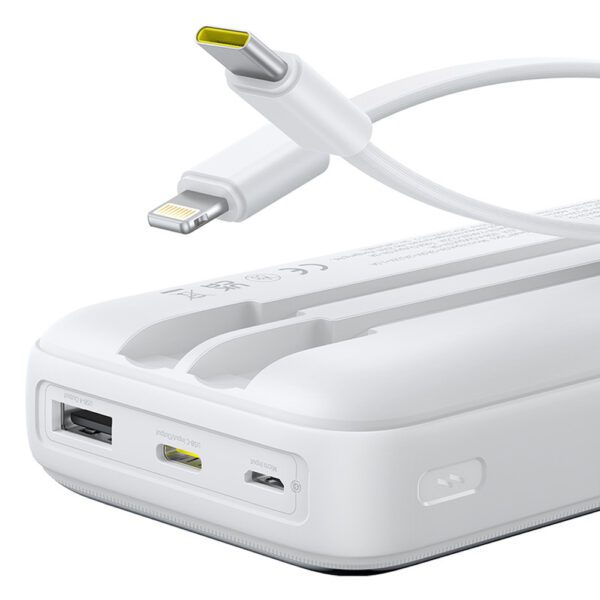 201610_4 Powerbank Baseus Lipow 20000mAh 22,5W z dwoma wbudowanymi kablami z dodatkowym kablem Baseus Simple USB-A - USB-C 3A 20cm - białypol