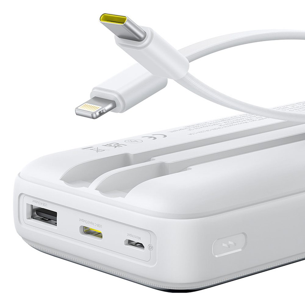 201610_4 Powerbank Baseus Lipow 20000mAh 22,5W z dwoma wbudowanymi kablami z dodatkowym kablem Baseus Simple USB-A - USB-C 3A 20cm - białypol