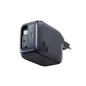Ładowarka sieciowa Baseus EnerCore CJ11 45W z portem USB-C i ze zwijanym kablem USB-C - czarnapol