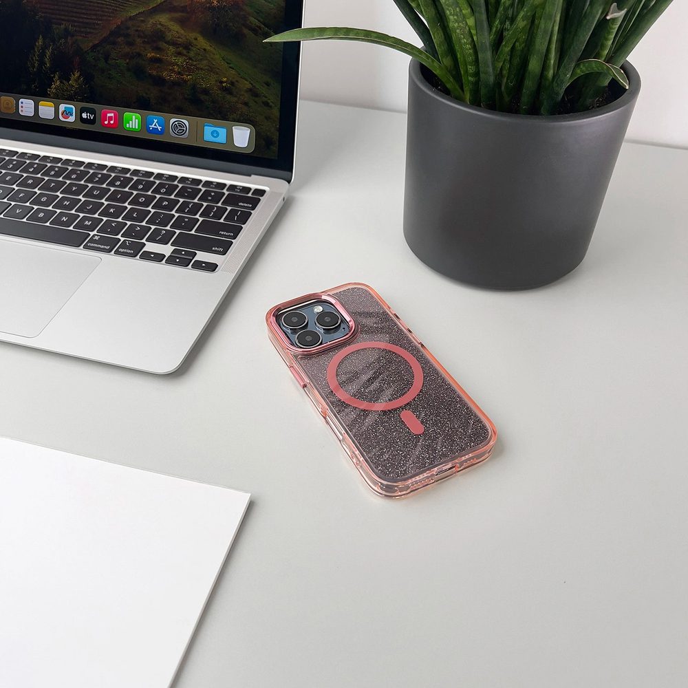 Glitter Case MagSafe Pink Samsung Galaxy S26pol