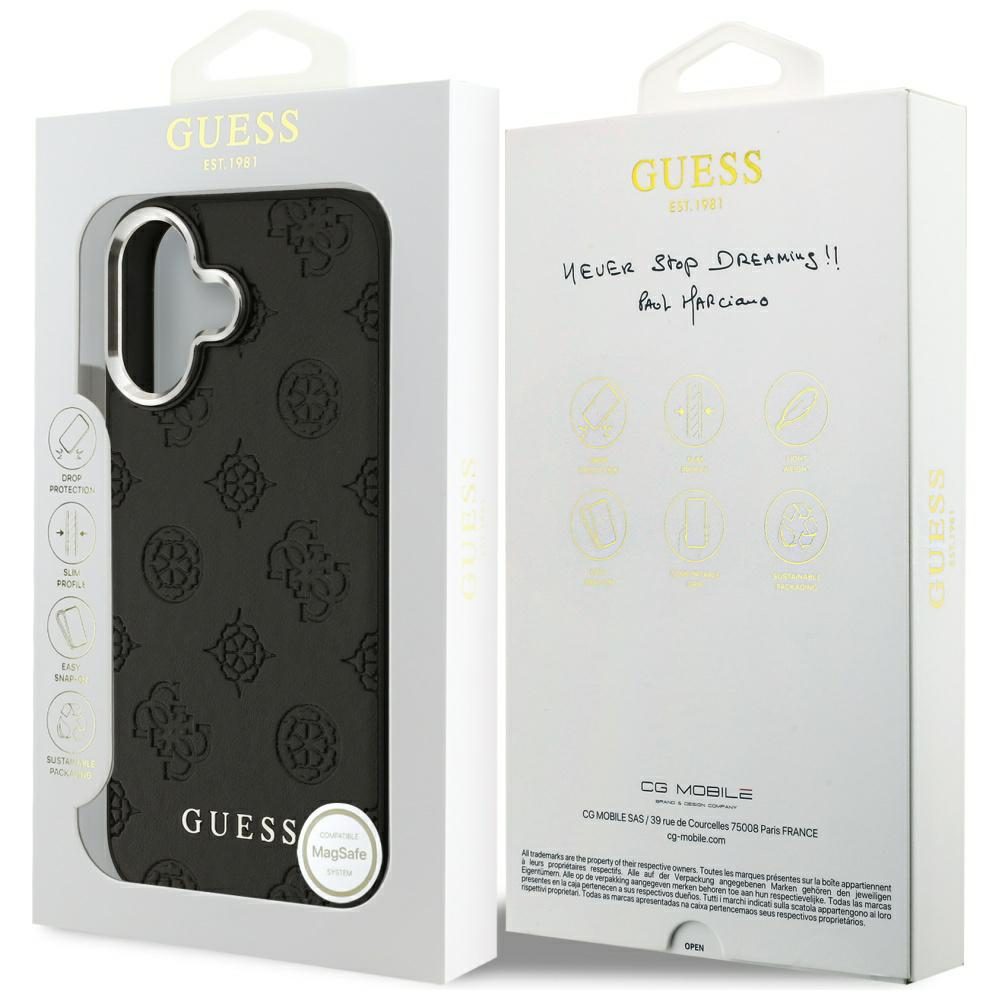 Guess Peony Hot Stamp Script MagSafe Case for iPhone 17 - Blackeng