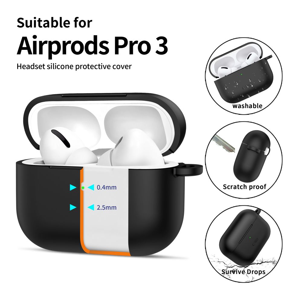 Tech-Protect Silicone Hook Case for AirPods Pro 3 - Blackeng
