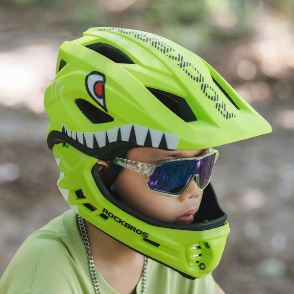 203541_6 Rockbros TT-32004 Shark Children's Bike Helmet with Detachable Jaw Size M (54-58) - Greeneng