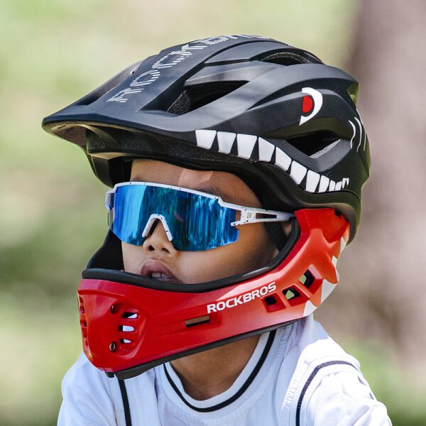 Rockbros TT-32005 Shark Children's Bike Helmet with Detachable Jaw Size M (54-58) - Blackeng