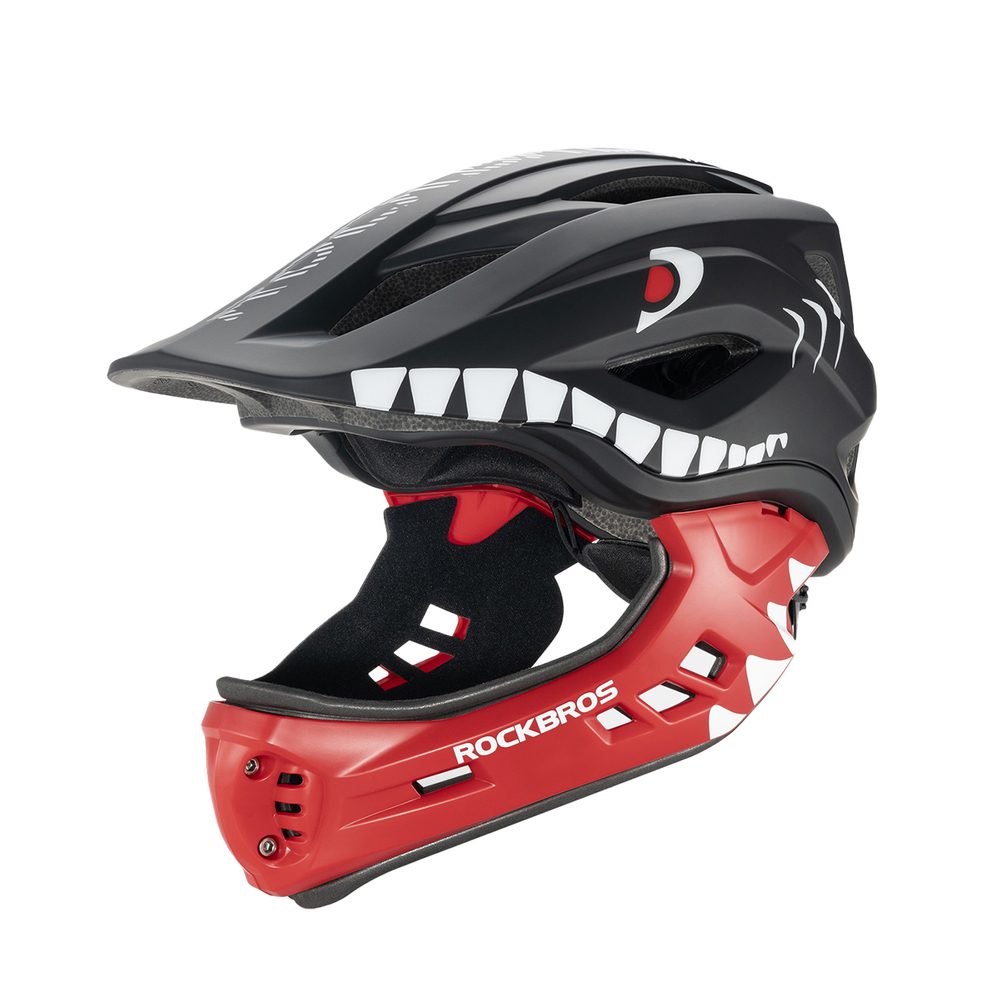 203543_1 Rockbros TT-32006 Shark Children's Bike Helmet with Detachable Jaw Size S (48-52) - Blackeng