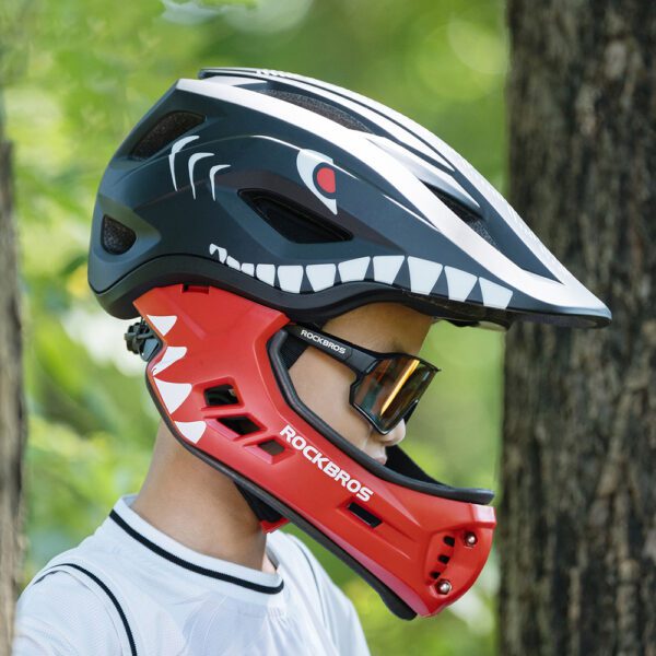 203543_2 Rockbros TT-32006 Shark Children's Bike Helmet with Detachable Jaw Size S (48-52) - Blackeng