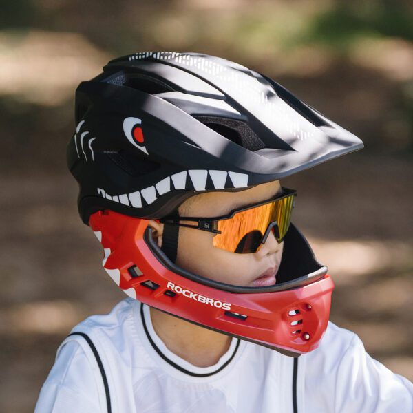 203543_3 Rockbros TT-32006 Shark Children's Bike Helmet with Detachable Jaw Size S (48-52) - Blackeng