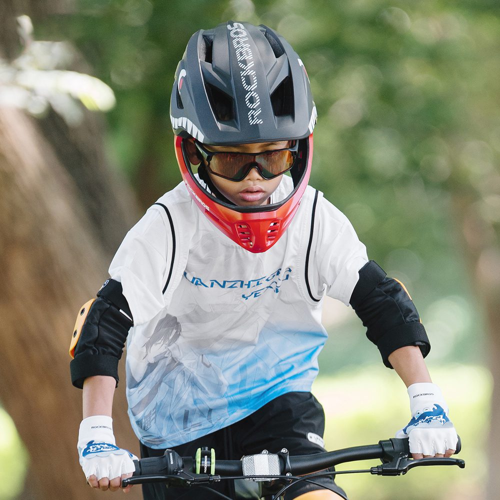 203543_5 Rockbros TT-32006 Shark Children's Bike Helmet with Detachable Jaw Size S (48-52) - Blackeng