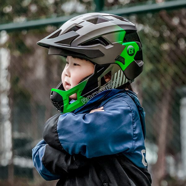 203546_2 Rockbros TS-61 10110061003 Children's Bike Helmet with Detachable Chin Size S (48-54) - Greeneng