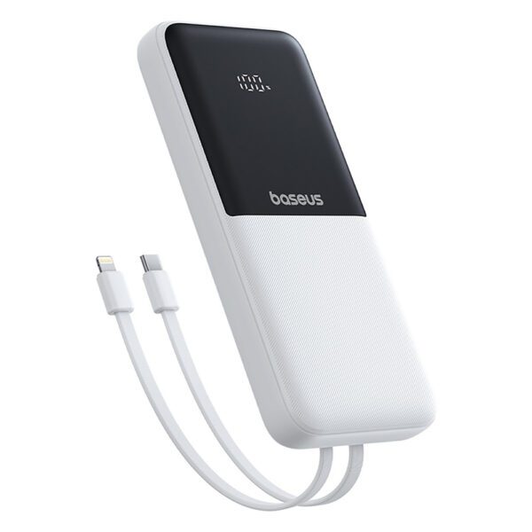 204277_1 Powerbank Baseus Lipow 10000mAh 22,5W z dwoma wbudowanymi kablami (z kablem Baseus Simple USB-A - USB-C 3A 20cm) - białypol