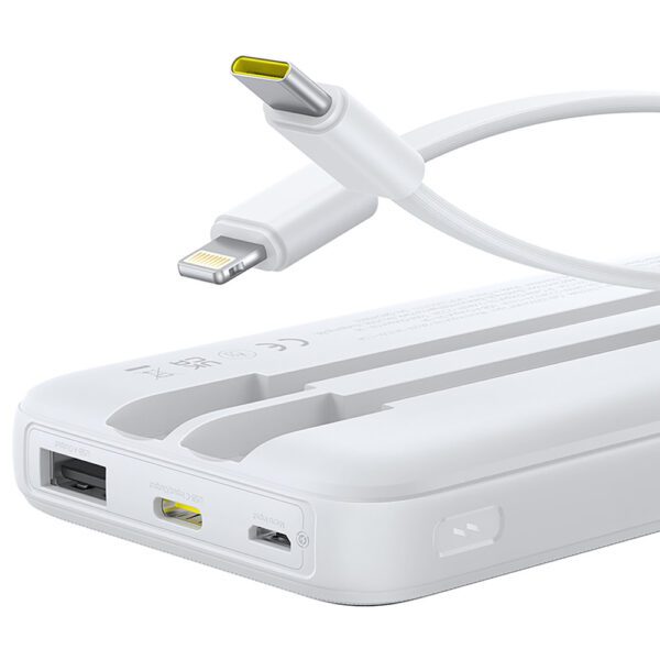 204277_5 Powerbank Baseus Lipow 10000mAh 22,5W z dwoma wbudowanymi kablami (z kablem Baseus Simple USB-A - USB-C 3A 20cm) - białypol