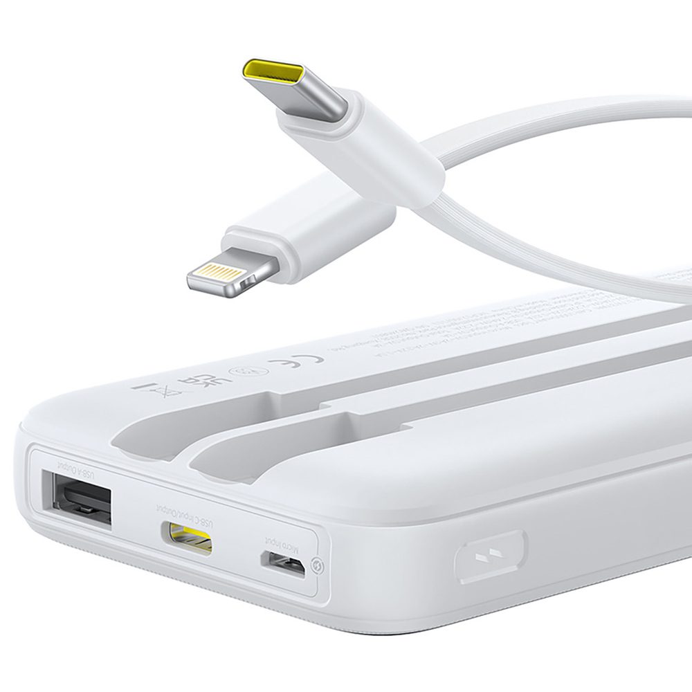 204277_5 Powerbank Baseus Lipow 10000mAh 22,5W z dwoma wbudowanymi kablami (z kablem Baseus Simple USB-A - USB-C 3A 20cm) - białypol