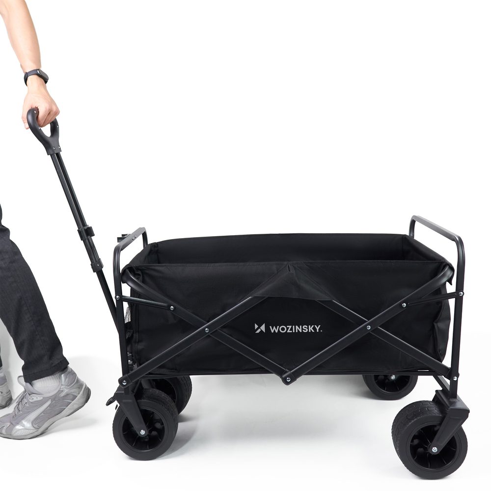 204306_16 Wozinsky WZP-100 beach, tourist, garden trolley, durable, wide wheels, with safety net up to 100 kg - blackeng