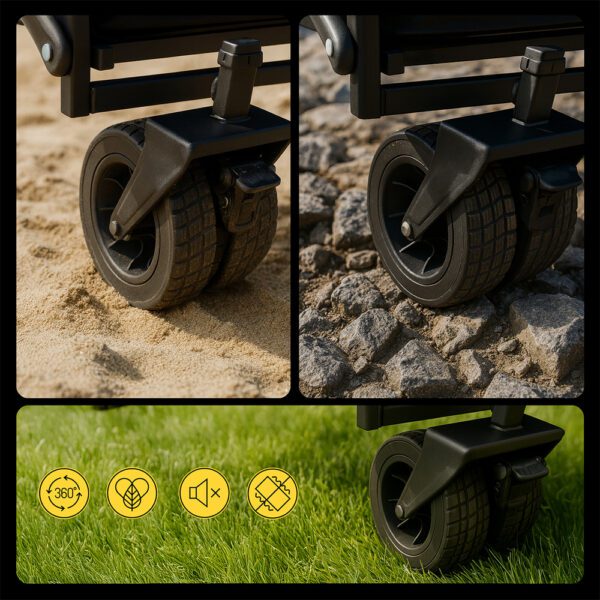 204306_19 Wozinsky WZP-100 beach, tourist, garden trolley, durable, wide wheels, with safety net up to 100 kg - blackeng