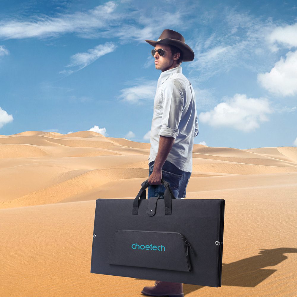 Choetech SC010 solar tourist charger, foldable, 160W - blackeng