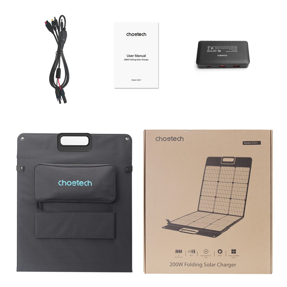 Choetech SC011 solar charger 200W portable solar panel - blackeng