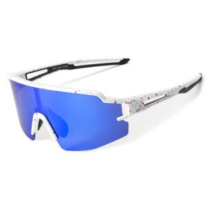 Rockbros Polarized Cycling Glasses with UV Protection and Corrective Insert Blue Lenses - Whiteeng