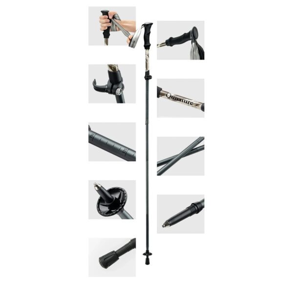 204329_2 Qunature Nordic Walking Trekking Pole Aluminum 110 - 130 cm 1 pc. - Browneng