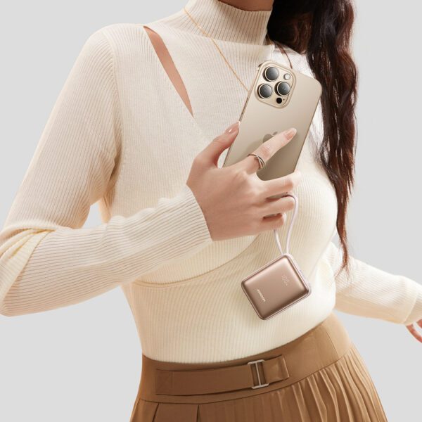 204381_3 Joyroom JR-PBF27 22.5W 10000mAh Powerbank with Two Built-in Cables - Goldeng