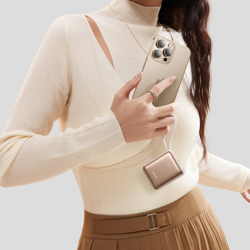 204381_3 Joyroom JR-PBF27 22.5W 10000mAh Powerbank with Two Built-in Cables - Goldeng