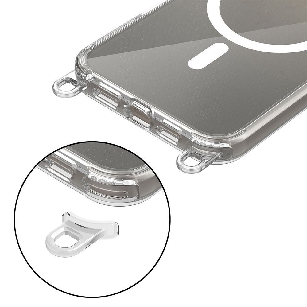 Tech-Protect Flexair Chain MagSafe Case for iPhone 16 - Clear + 2 Lanyards (Pink and Gray)eng